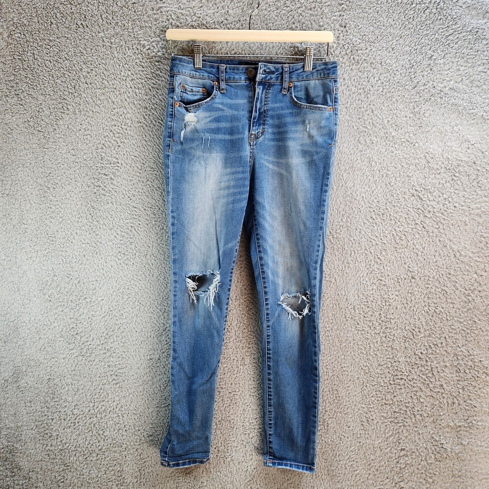 Aeropostale Jeans Womens 6 (Fits 28x27) Blue Distressed High Waisted Jegging